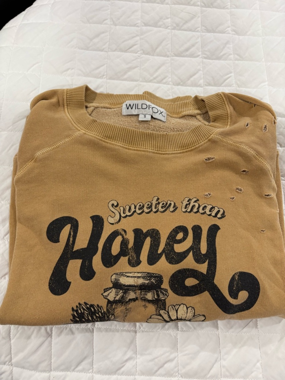 Wildfox mustard ribbed-neck sweatshirt